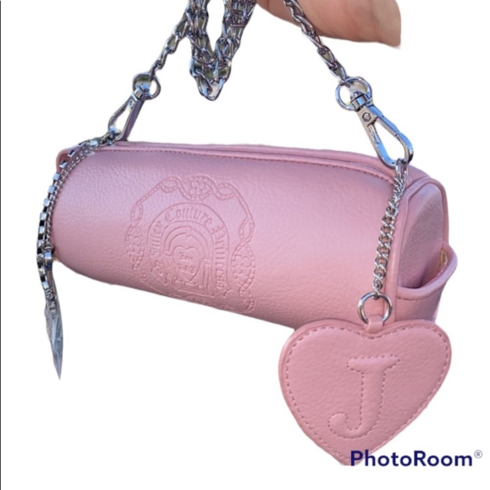 VINTAGE Juicy Couture Y2K PINK MINI BARREL BAG BARBIE BABY PINK LEATHER BAG - Picture 2 of 14
